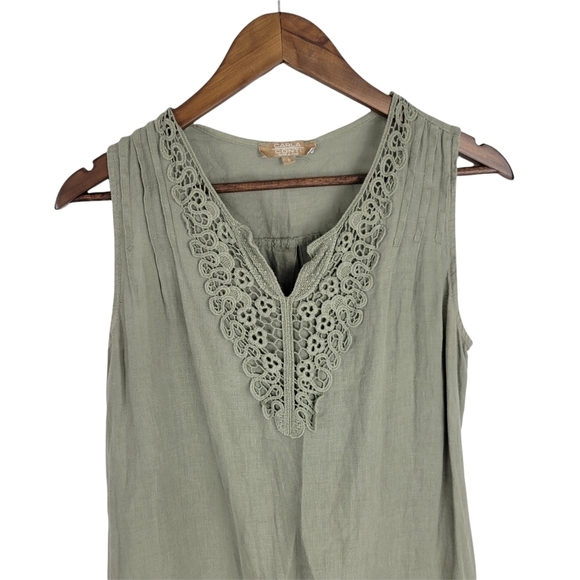 Carla Conti Light green embroidered 100% linen dress size S - Picture 3 of 11